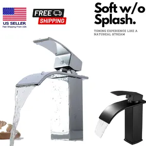 1pc Modern Waterfall Bathroom Faucet, single hole all copper, hot and cold water flow, elegant and modern design Excellent quality faucet