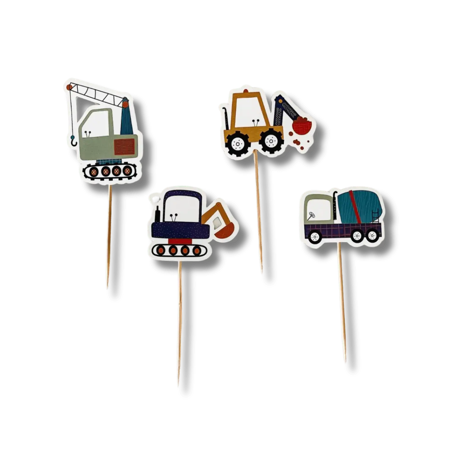 Construction Builder Birthday Cupcake Toppers (8pcs)