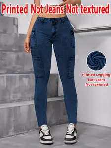Women's Fitted Long Pants, Natural Waist Design, All Season Wearable, Non-Denim Fabric, Y-Type Silhouette, Printed Bottoms, Womenswear