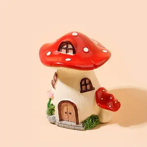 1pc Whimsical Mushroom House Garden Decor - Handcrafted Resin Fairy-Tale Cottage with Pastel Colors, Indoor/Outdoor Decoration for Patio, Yard, Tabletop - No Electricity Needed, Mushroom Garden Decor, Indoor Accent Piece, Patio Enhancement,