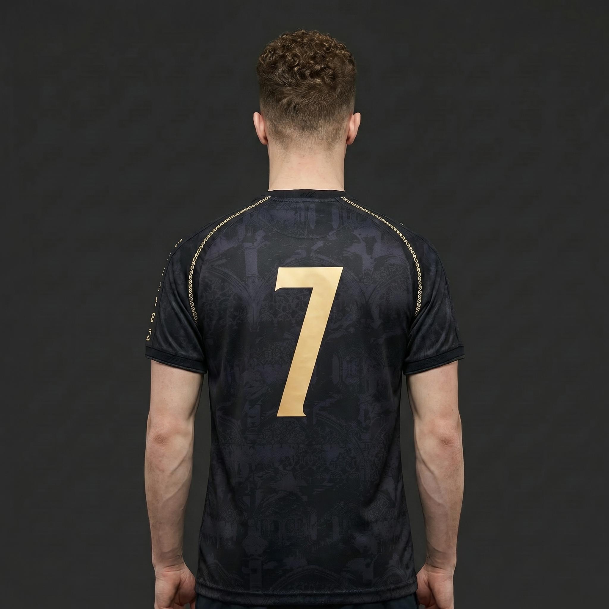 Premium The Siu Golden Black Jersey - CR.#7 Portugal 2026 Siuuuu Soccer Jersey - Breathable Lightweight Football Shirt, All over Print, Fitted Casual Style for All Seasons, Viral Soccer Jersey, Sports Top, Gym Athletic Clothes
