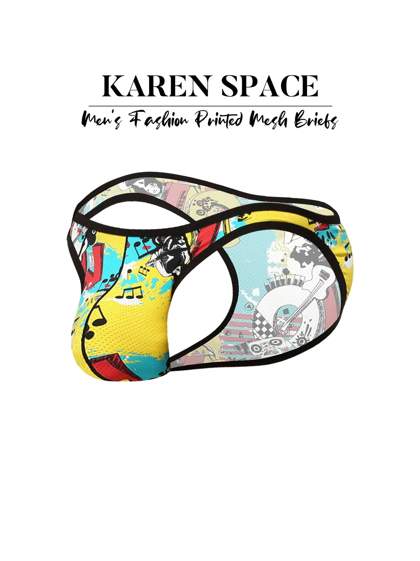 One-piece fashionable printed mesh design tight men's trunks. Nylon ice silk comfortable and breathable trunks. Bikini-style men's underwear trunks. Summer Briefs Lightweight Underwear