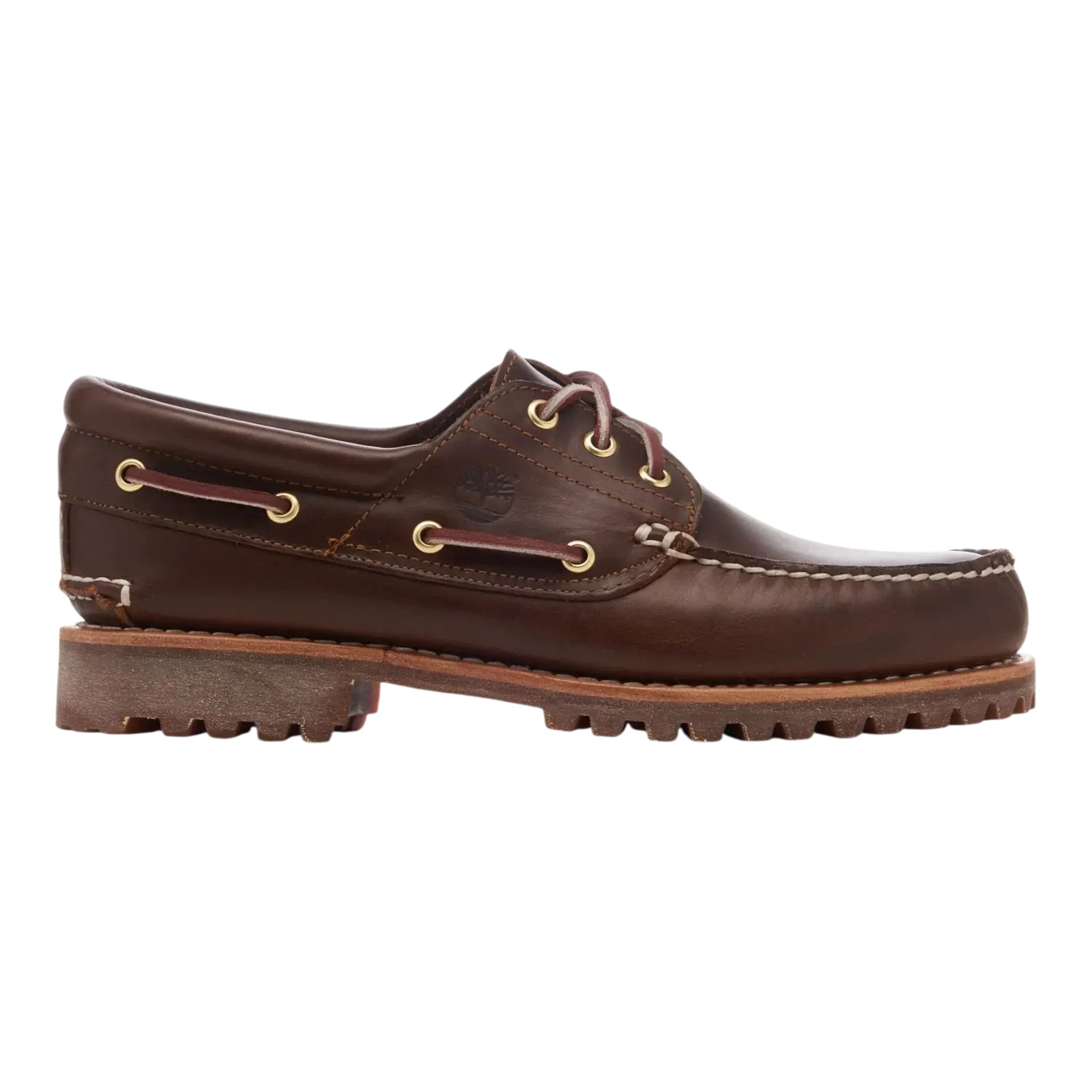 Timberland Authentic 3-EYE Lug Handsewn Boat Shoe in Brown | Men's