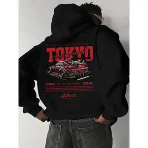 Unisex Hooded Fleece Sweatshirt Racing Car Print Vintage American Style Casual Loose Fit Oversized Pullover Hoodie Fall Winter Streetwear Y2K Outfits Cozy Graphic Top Fashionable Unisex Hoodie