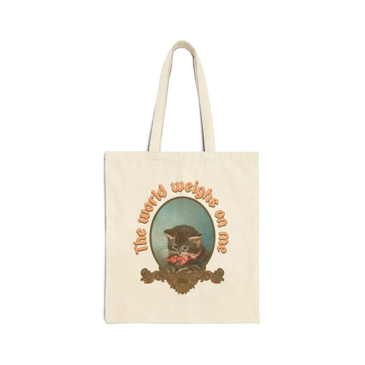 Sad Cat Tote Bag - Kitten Canvas Tote - Cute Animal Bag