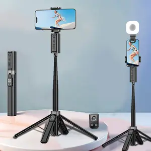 Expandable Mobile Tripod and Selfie Stick with 360° Rotating Gimbal, Portable Bag, Phone Holder, Compatible with All Smartphones