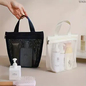 Breathable Mesh Handbag, Hollow-Out Storage Bag for Bathing, Draining, Toiletries & Cosmetics, Portable Lightweight Tote for Travel, Swimming & Beach Days