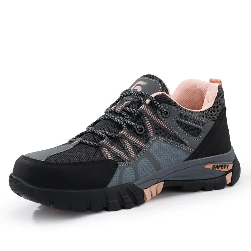 GUYISA women’s work shoes with composite toe cap, Kevlar puncture-resistant midsole, rubber outsole, breathable mesh and microfiber upper, low-top safety shoes