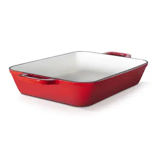 Eternal Living 16" Enameled Cast Iron Baker Pan for Oven Use - Excellent Heat Retention, Dishwasher Safe