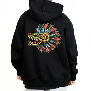 Chicano Clothing Aztec Mexican Clothes Lowrider Oversized Graphic Tee AZT58 Medium Heavy Sweatshirt Hoodie for Men & Women Aztec Warrior Style Unisex Loose Fit