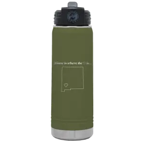 New Mexico Heart 20 oz Water Bottle | Olive Green