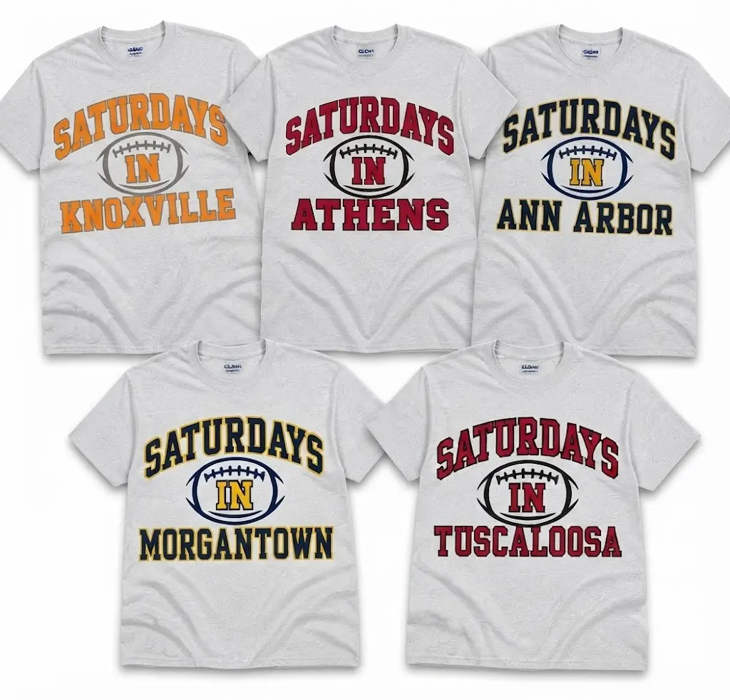 College Football Saturdays In Your City T-Shirt Short Sleeve 50% Cotton 50% Polyester Soft Comfortable Gildan Fabric Stylish Game Day Outfit