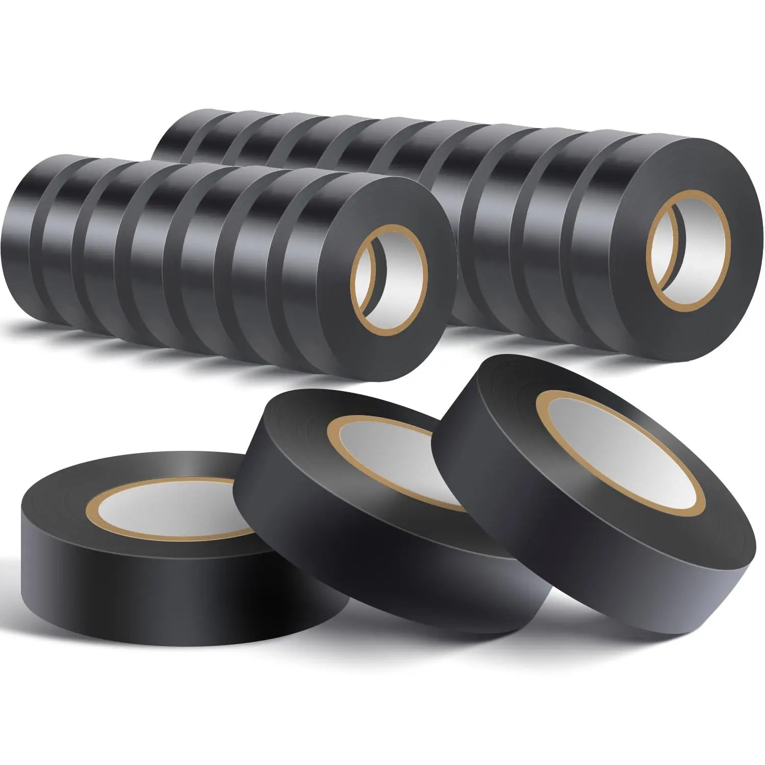 20 Pack Black Electrical Tape ,3/4 in x 60ft,High Temperature Electric Tape Weatherproof Home Outdoor Multipurpose Insulating Wire Wrapping,Maximum
