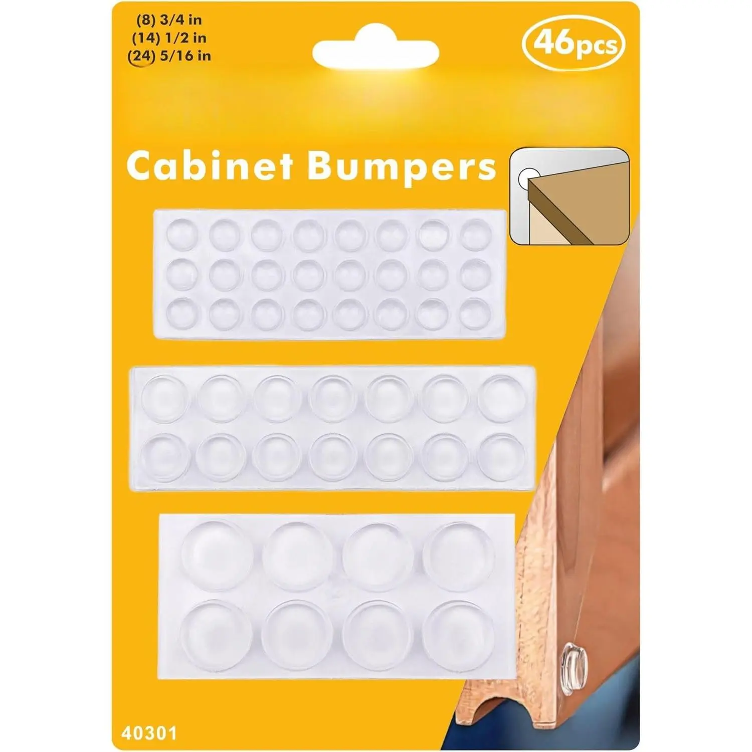46 count Self Adhesive Cabinet Door Bumpers,3-Shape Cabinet Bumpers Clear Value Pack,Rubber Bumpers for Cabinet Doors,Furniture Drawers,Wall Protection,Wall Protectors & Noise Reduction by WIAZRD