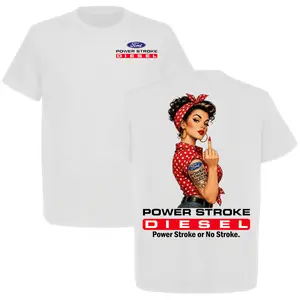 Power Stroke Diesel Or No Stroke T Shirt for Men Ford Diesel Truck Graphic Tee Pin Up Girl Mechanic Gift Shirt for Guys 7.3 6.0 6.7 4x4 Truck Funny Mechanic Apparel