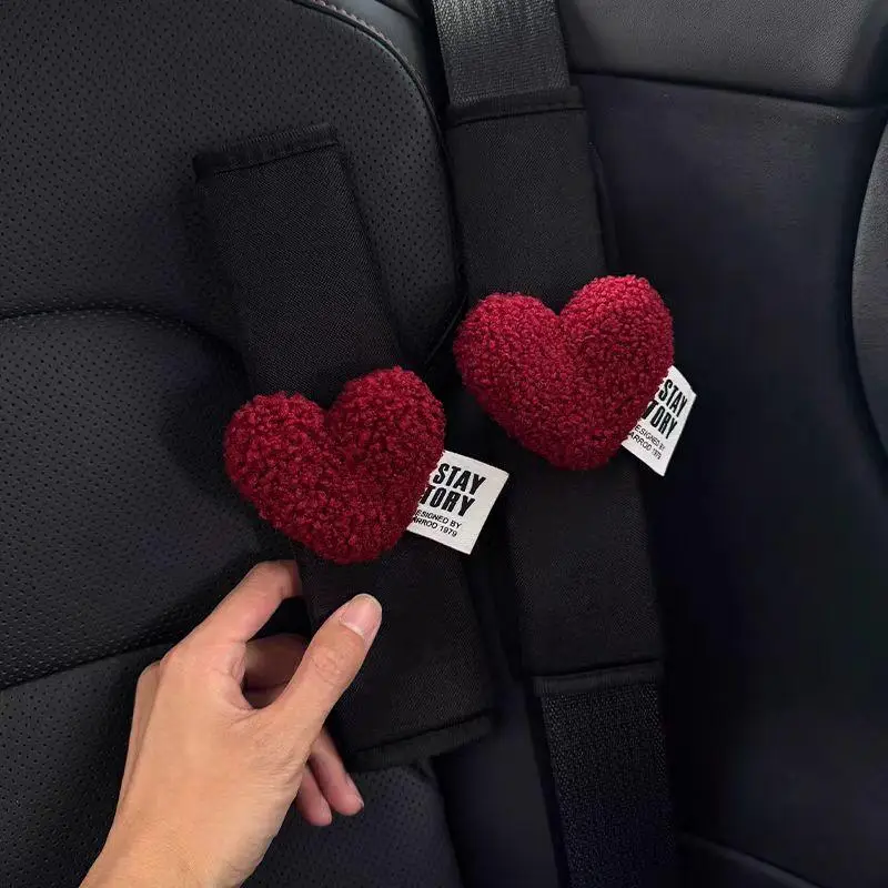 Cute Heart Design Car Seat Belt Shoulder Pad, Car Seat Belt Cover, Car Interior Decoration Accessories for Women & Girls, Car Accessories, Girly Car A