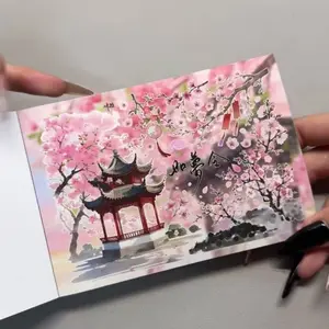 Vintage Sticker Book New Four Seasons Landscape Stickers 24 Sheets Deco Four Seasons Scenery Matte Glossy Paper Sticker Book Cute Gift