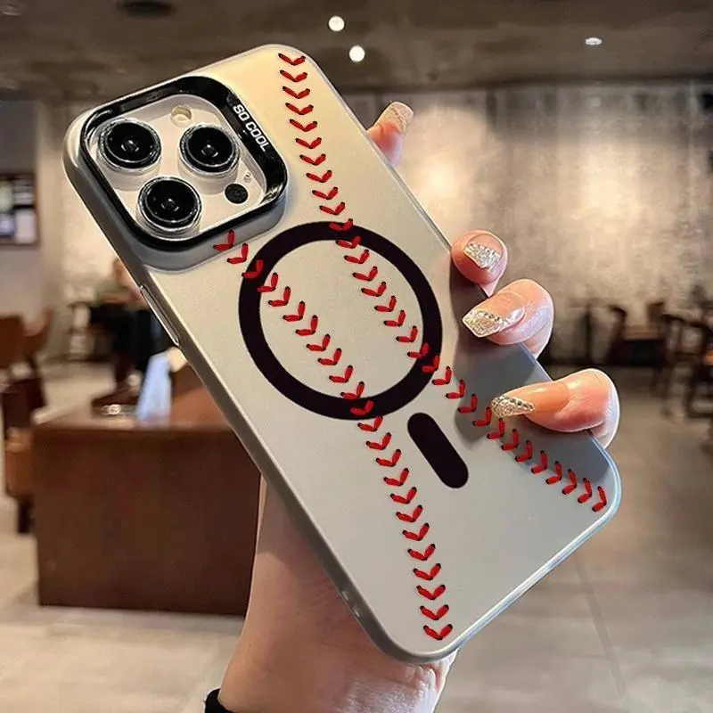 Baseball Pattern Magnetic Protective Smartphone Casing for iPhone 11-17, Pro Max, Plus, XR, XS - Anti-Drop, Shockproof, Durable PC Silicone TPU Handheld Device Protection Accessory, Devices, Accessories, Iphone15