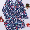 2-piece set of Christmas letters, Santa Claus socks, Christmas tree print, long sleeved pants, soft and comfortable, Knitted, skin friendly and smooth top, small pocket, button closure, elastic waistband, suitable for all seasons, home decor, casual wear