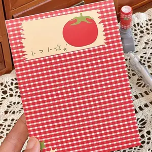 Cute Tomato Pattern Notebook, 80 Pages Sketchbook, Diary Journal, School Supplies, Back to School Essentials