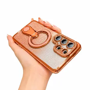 Oceantree For Samsung Galaxy S26 Ultra S25 S24 S23 S22 S21 MagSafe Case Bling Phone Cover Camera Lens Protector Clear Cover Casing anti-fall protection Shockproof Wireless