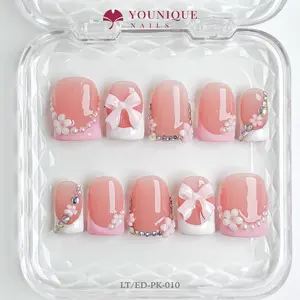 Younique Nails 2025 | LT Studio |  10PCS 100% Handmade Press-On Nails | Reusable Colorful Art Cute 3D acrylics stylish Glossy Rhinestone vacation Rhinestone festive holiday Luxury