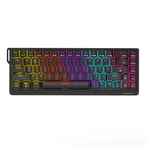 AJAZZ Mini 65% Gaming Mechanical Keyboard Linear Red Switch 68 Key Compact, Wired, Led Backlit, Rainbow Keyboard, Office Keyboard NK68 V2 Light Effect DIY Plug and Play Support Multi System Suitable for Esports and Office