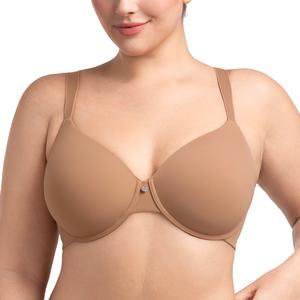 HSIA Miya SoftSense Lightly Lined Plus Size Seamless Full Coverage Underwire Bra Smoothing Minimizer Cooling T-Shirt Bra with Adjustable Wide Straps Bra for Big Busted Women