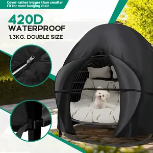 420d Thickened Double Egg Chair Cover Waterproof, Courtyard Extra Large Hanging Double Egg Chair Cover, Outdoor Porch Rattan Egg Chair Cover, 2.87lb, 91x80 Inch, Halloween Decorative Storage, Christmas, Home Decoration, Cover Only