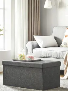 30 Inches Folding Storage Ottoman Bench, Storage Chest, Foot Rest Stool, Dark Gray,Black,Beige,Dark Blue,Light Taupe,Light Gray