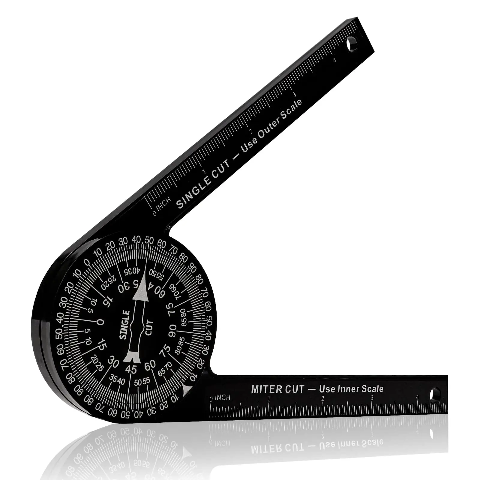 Aluminum Miter Saw Protractor | 7-Inch Rust Proof Angle Finder Featuring Precision Laser Engraved Scales Professional Miter Saw Protractor with Measur