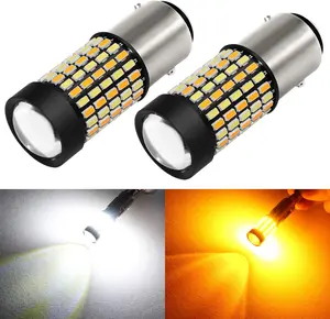 Super Bright White Amber Dual Color Switchback 1157 2057 2357 7528 LED Bulbs with Projector for Car Front Turn Signal Parking Lights