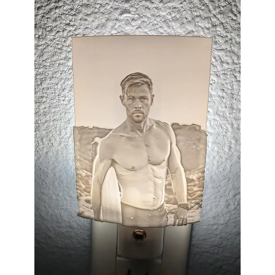 Personalized Night Light with Beach Scene and Shirtless Man Design for Home Decor