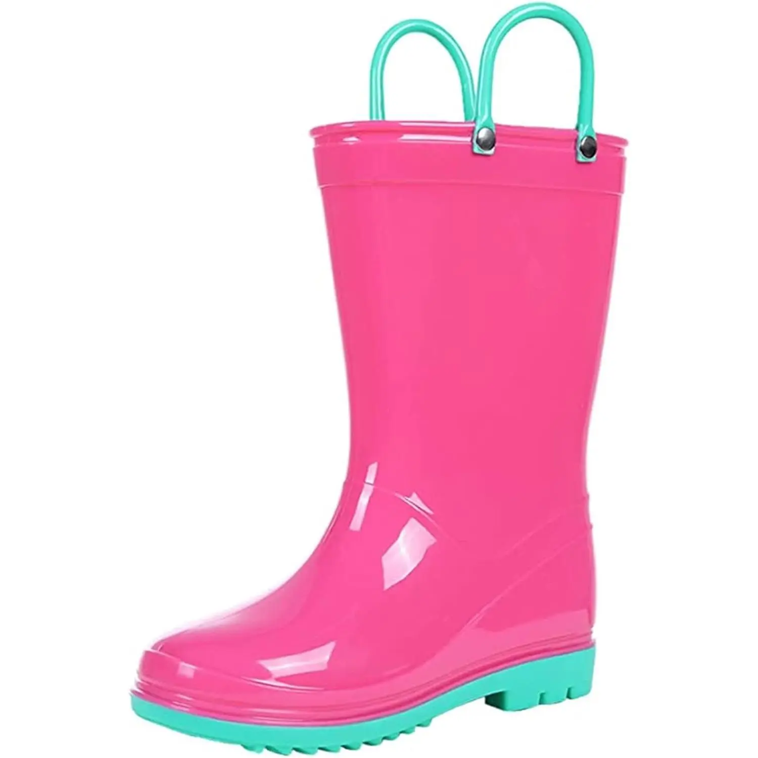 P-SOK024 Kids' Rain Boots, Waterproof Rainproof Splash Footwear for Toddlers with Easy-On Handles, Lightweight for Rainy Days, Hanging, Rubber, Pvc, Child, Shoe, Single Pair