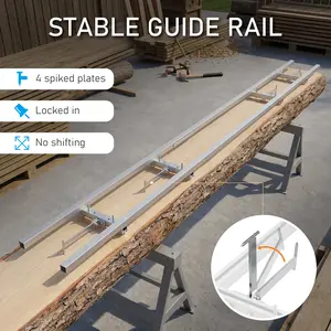 12FT Chainsaw Mill Guide Rail System, Adjustable Aluminum Saw Milling Rail Kit with 4 Crossbars, Work with Chainsaw Mills for Woodworkers, Portable Lumber Cutting Guide for Log Milling, Complete with Tools & Gloves