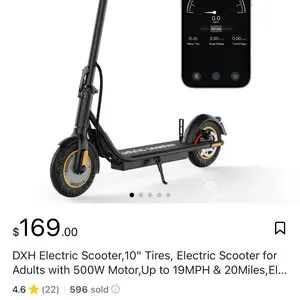 DXH Electric Scooter 22 Miles Per Hour 10" Tires 500W Motor for Adults Up to 19MPH & 20Miles Range Safe Reliable Performance Portable Folding joy his