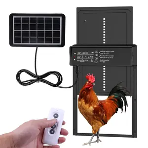 Solar Powered Chicken Coop Door with Timer & Light Sensor, Automatic Chicken Coop Door Opener with Anti-pinch & Alarm & Remote Control, Farm Animal Supplies