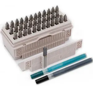 Tonosho 1mm -3mm Letter and Number Stamp Set with Patented Alignment Tool Box and 2 Filler Markers – A–Z & 0–9 Metal Punch Kit for Jewelry, Leather, Wood, DIY (HRC62 Steel)