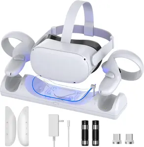 VR  Dock for Met-a Quest 2,    Station for 0culus Quest 2 VR Headset and Controllers, with 2 Rechargeable 1800mAh , USB-C Charger and LED Indicators