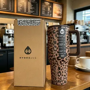 HydroJug 40oz Traveler Classic Brown Leopard PrintTumbler with Triple-Wall Insulation FlipStrawLid for All-Day Hydration Portable InsulatedFlask Mug Printed Drinkware Bottled BottledWater Bottles Bottled