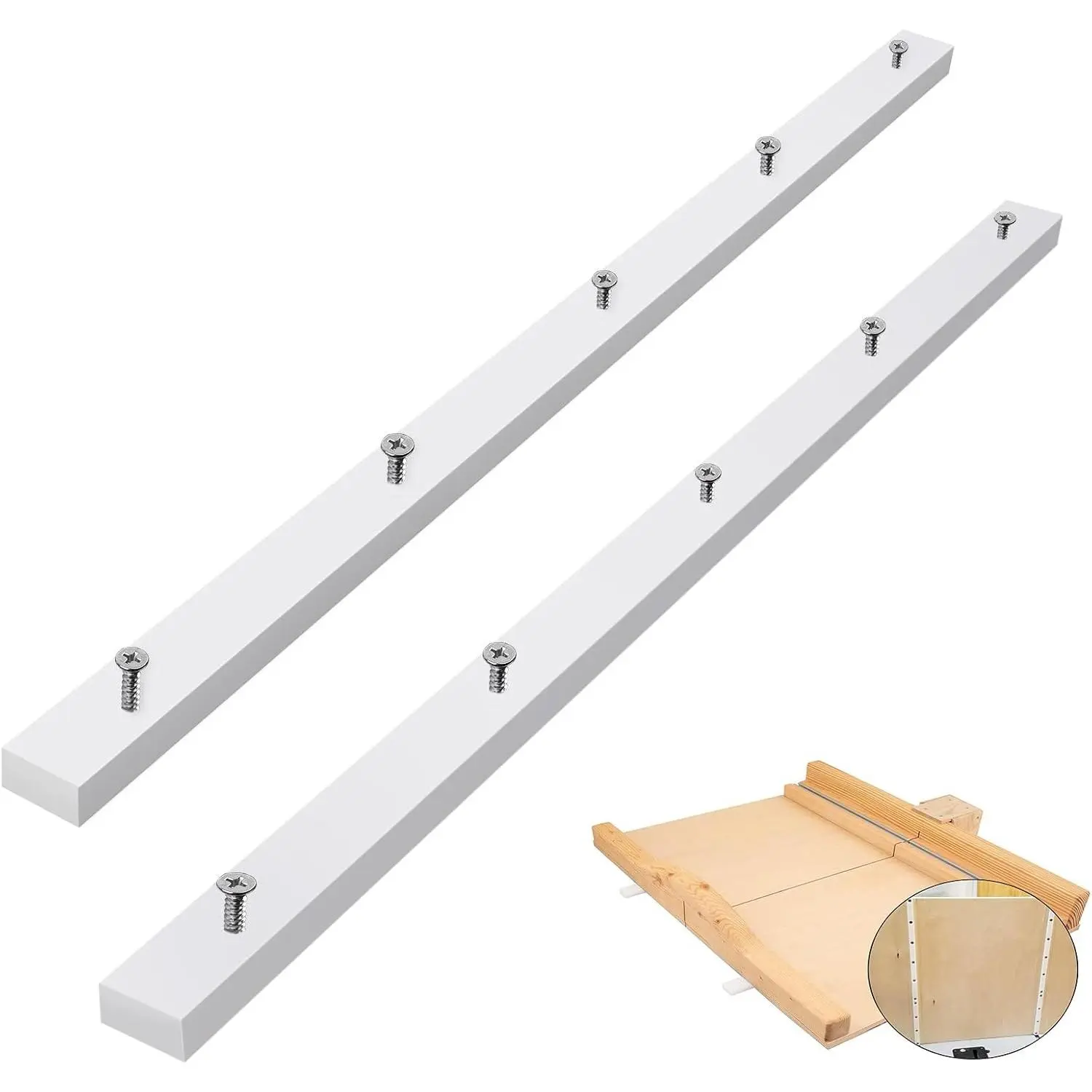 2-Pack Table Saw Crosscut Slides, Miter Slot Slides, 3/ 4inch x 3/ 8inch x 17inch High-Quality Ultra-High Molecular Weight Polyethylene Miter Rods, with Pre-Drilled Holes and Screws, Suitable for U-Shaped Tracks, Router Tables, Band Saws, Profile Slides