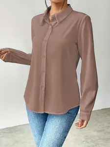 A fashionable and smooth satin professional Long Sleeve Blouse shirt for women, with satin fabric that is skin friendly and suitable for commuting, shopping, and outdoor wear