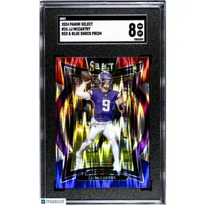 2024 Panini Select JJ Mccarthy #24 Red & Blue Shock Prizm SGC 8