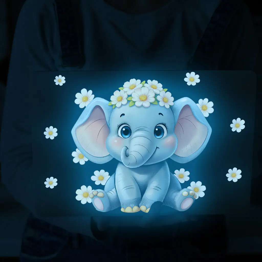 1pc Cute and Adorable Elephant Decorative Green Luminous Stickers, Self-Adhesive, Removable, Waterproof Stickers, Suitable for Home Decoration, Glass Decoration, and Switch Decoration Stickers