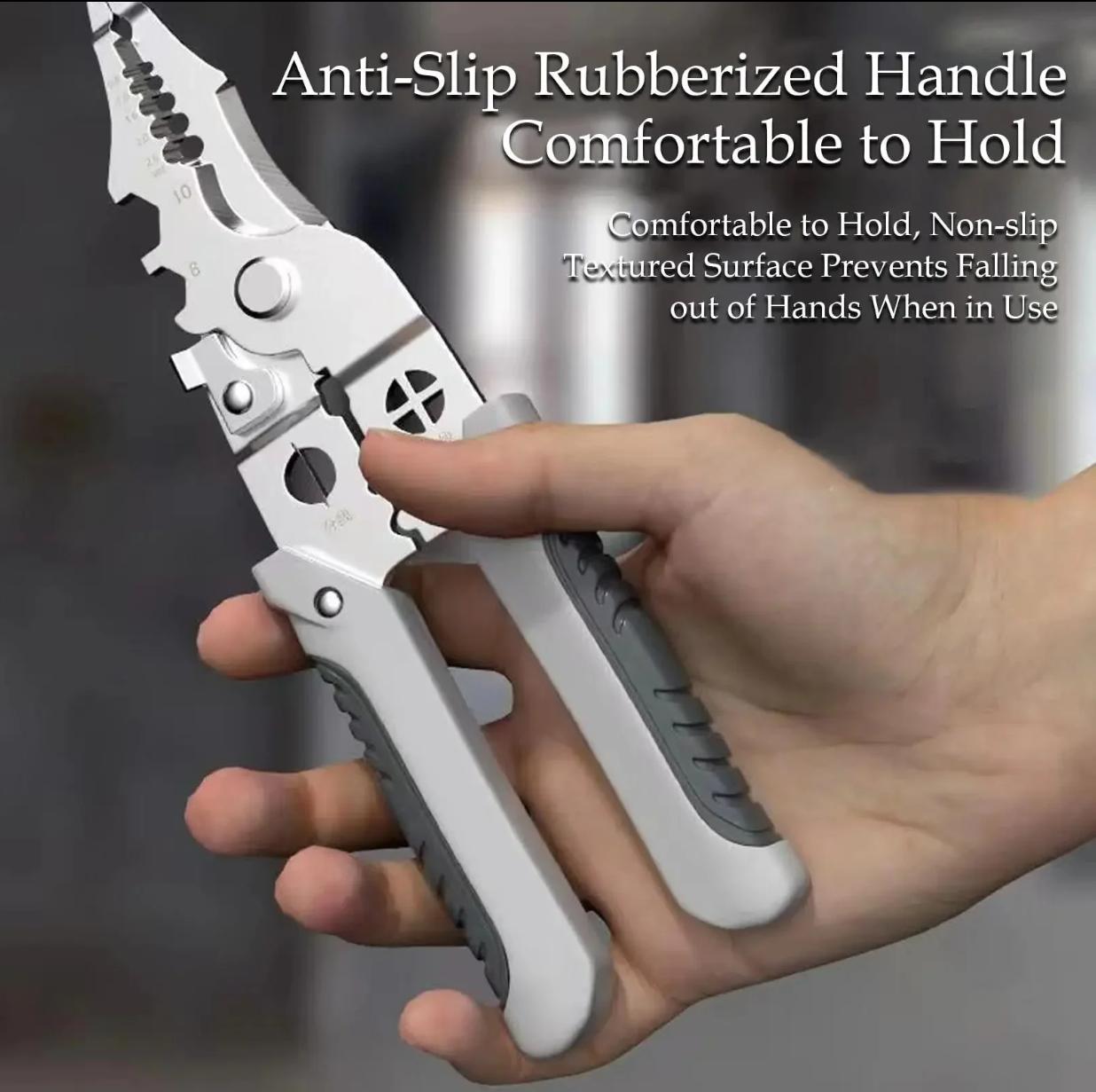 Multifunctional Wire Stripper Crimper and Cutter Pliers for Electricians, Heavy Duty Wire Stripping Tool with Screw Size Guide for Cable Cutting