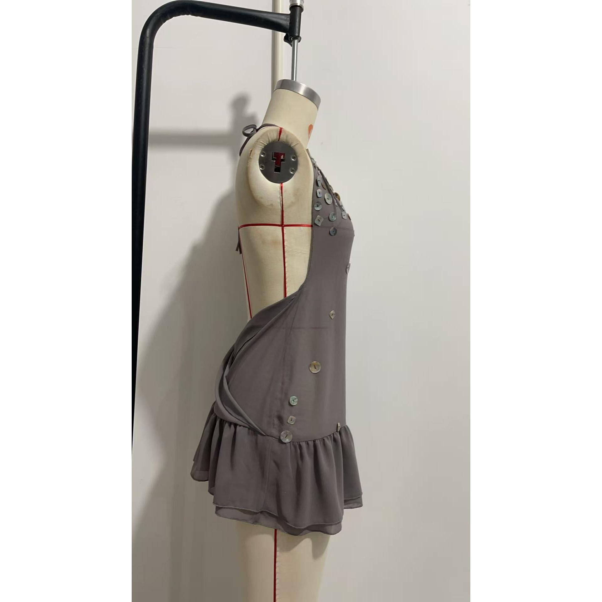 Halter Sequin Vacation Style Backless Waist Trimming Dress