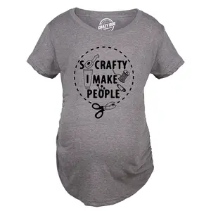 So Crafty I Make People Maternity Shirt Funny Cute Artsy Joke Pregnancy Tee for Ladies Funny Graphic Maternity Tee Cute Pregnancy Tees With Plus Sizes Pregnant Funny Sarcastic Short Sleeve Maternity Shirts Dark Grey