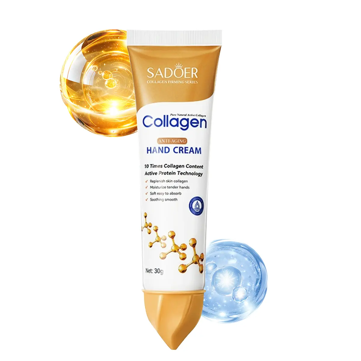 Collagen Hand Cream for Dry Hands Care - Lightweight Moisturizer, Hydrating, Fast-Absorbing, Smoothing, Portable 30g Travel Size, 10X Collagen Care, Dry Skin, Moisture, Dryness Relief Hand Lotions