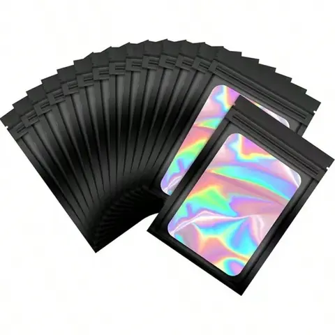 50 Pack Self-Sealing Bags, Transparent Window Design, Small Item Storage, Party Gift Packaging, Reusable Plastic Bags, Party Packs, Resealable Packaging