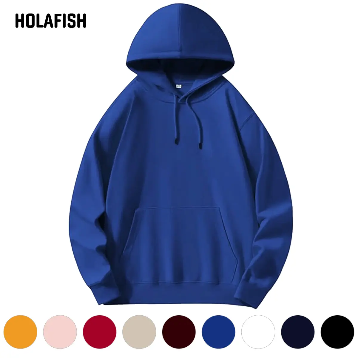 Holafish Womens Fall Fleece Lined Sweatshirts Loose Fit Pocket Pullover Tops, Korean Simple Style Medium Length Cozy Fabric Long Sleeve Casual Hoodies for Autumn Layering Cotton Womenswear